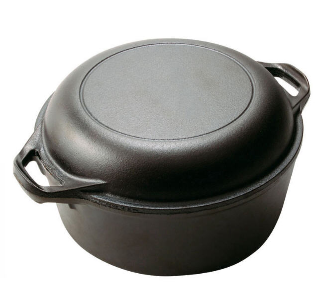 2 In 1 Cast Iron Dutch Oven Set With Lid (26cm) – BBQ BRO