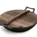 34cm Cast Iron Wok with Wooden Lid 1