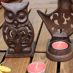 Cast Iron Owl Candle Stand Candle Holder 1