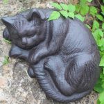 Cast Iron Sleeping Cat Sculpture 2