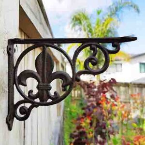 Fleur de Lis Wall Shelf Bracket Brown 01