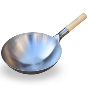 carbon steel wok with wooden handle unseasoned 01 WS