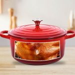 26cm Enamel Red White Pot 01 WS