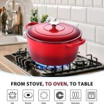 26cm Enamel Red White Pot 013 WS