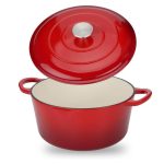 26cm Enamel Red White Pot 07 WS